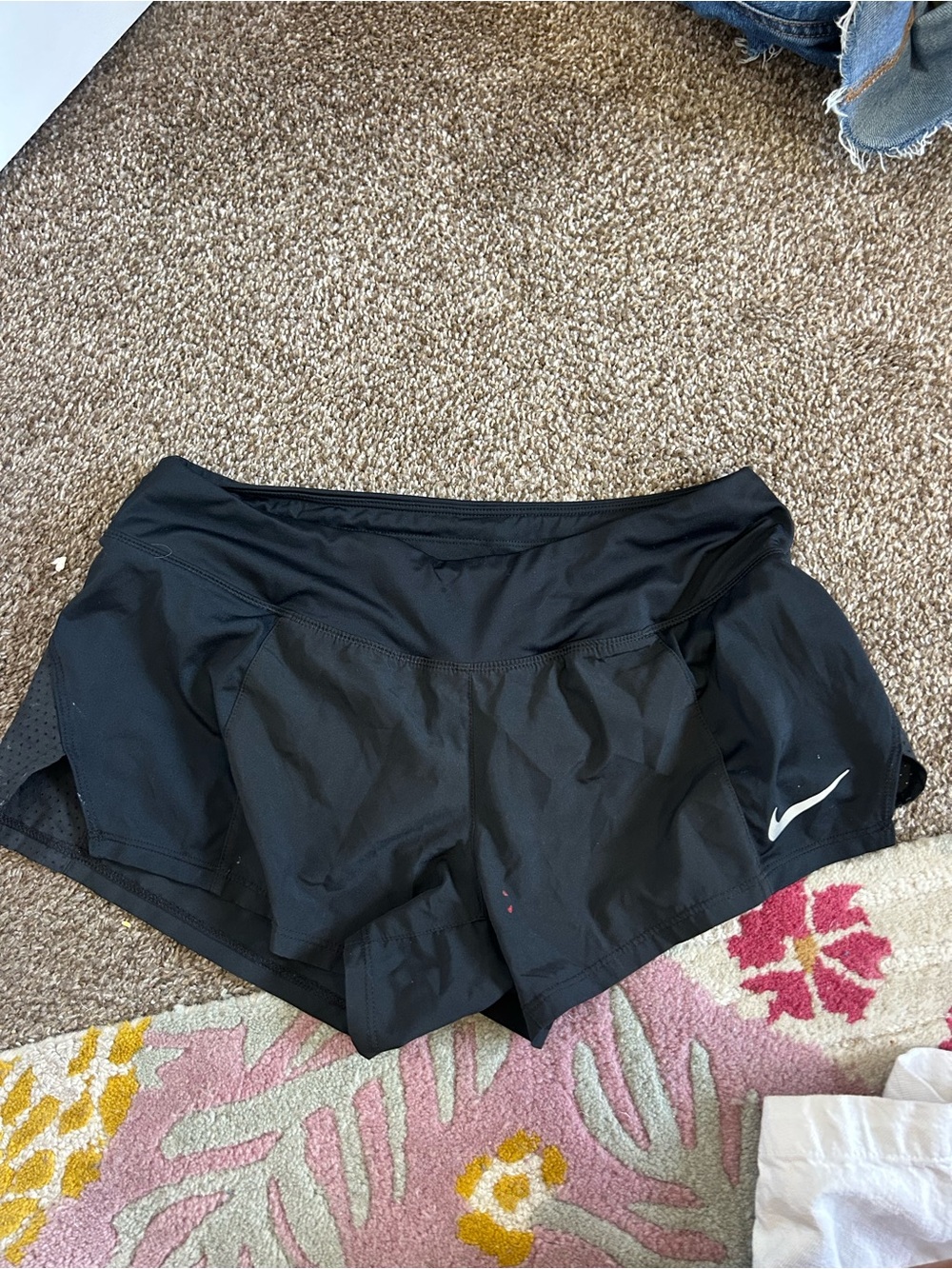 Nike Black Women's Athletic Shorts with White Swoosh